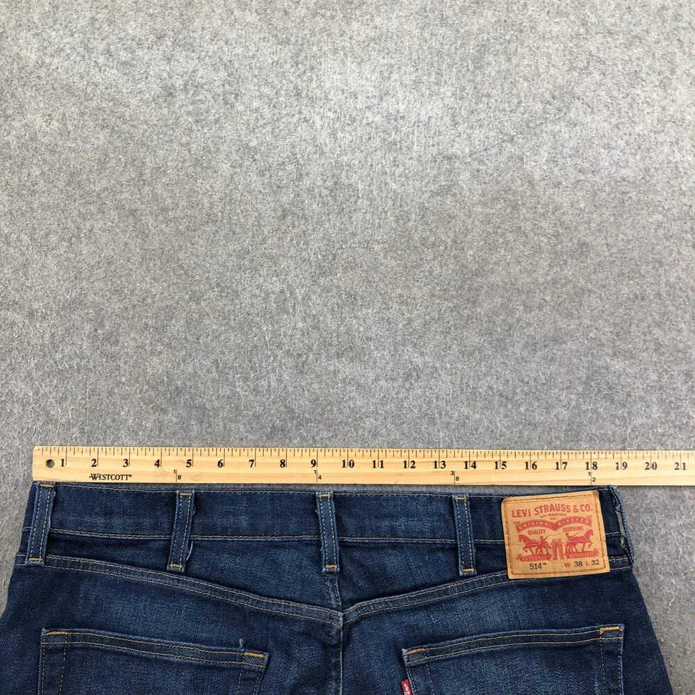 Levis 514 Jeans Mens 38x32 Blue Medium Wash Regular Straight Denim Pants Casual